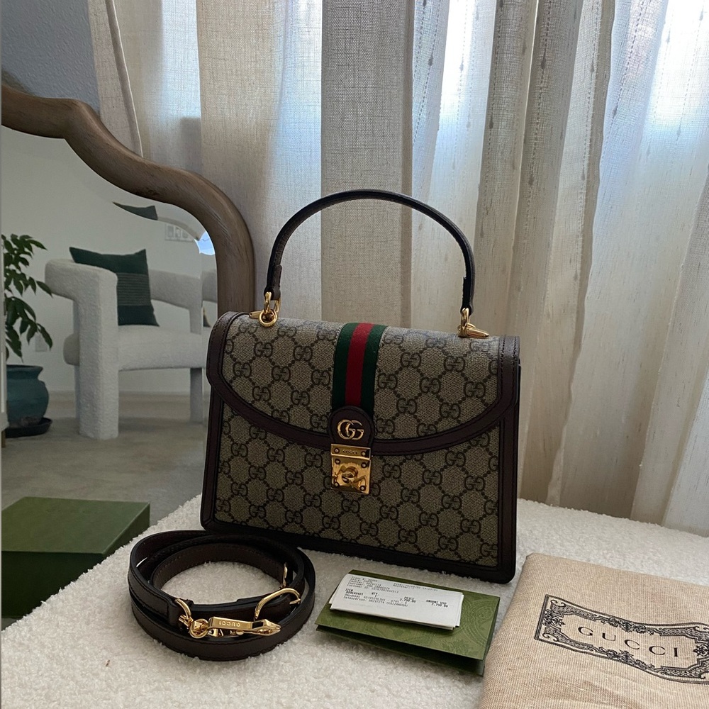 Gucci OPHIDIA GG Medium TOP HANDLE BAG